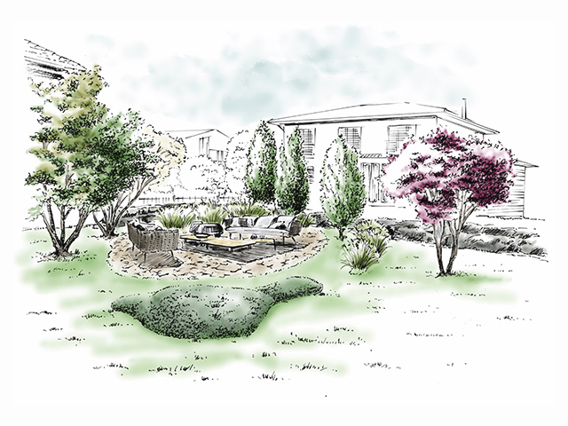 Gartenumgestaltung mit Sitzplatz